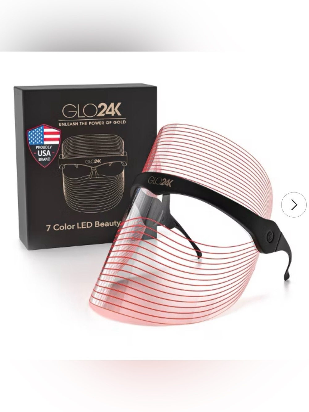 GLO24K 7 Color LED Beauty Device Face Mask: Firming, Spot Treatment, Fine Lines